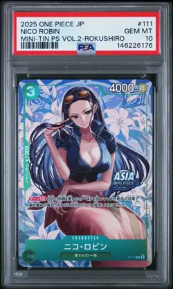 2025 ONE PIECE JPN MINI-TIN PACK SET VOL.2 KOUSHI ROKUSHIRO NICO ROBIN PSA 10 - Image 1