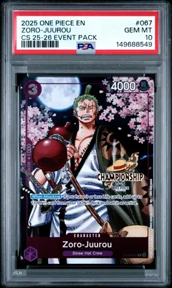 2025 ONE PIECE CHAMP 2025-26 EVENT PACK #067 ZORO-JUUROU PSA 10 - Image 1