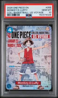 2026 ONE PIECE PROMOS ONE PIECE COLLEGE BK: US VOYAGE MONKEY D. LUFFY PSA 10 - Image 1