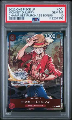 2022 ONE PIECE JPN PROMOS CHAMP SET 2022 PURCHASE BONUS MONKEY D. LUFFY PSA 10 - Image 1