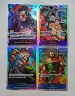 4 x Marshall D Teach Kyros Buggy Franky Super Rare Lot Holo One Piece TCG NM - Image 1