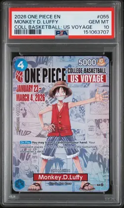 2026 ONE PIECE PROMOS ONE PIECE COLLEGE BK: US VOYAGE MONKEY D. LUFFY PSA 10 - Image 1