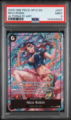 2025 ONE PIECE OP12-LEGACY OF THE MASTER ALTERNATE ART #087 NICO ROBIN PSA 9 - Image 1