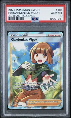 2022 Pokemon SWSH Astral Radiance #184 Full Art Gardenia's Vigor PSA 10 Gem Mint - Image 1