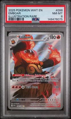 Pokemon TCG Emboar Full Art White Flare English Card 098/086 PSA 8 - Image 1