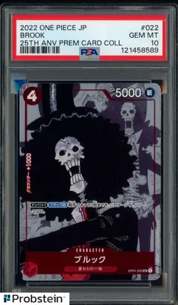 2022 One Piece Japan #022 Brook 25th Anniversary Premium Card Collection PSA 10 - Image 1