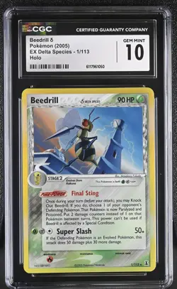 CGC 10 GEM MINT Beedrill 2005 EX Delta Species 1/113 Holo Pokemon Card - Image 1