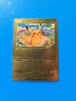 Pokemon Pikachu 075/073 Gold Foil Rare Fan Art Card LP - Image 1