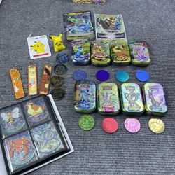 Pokemon Terastal Festival Lot 92 Card Binder Eeveelution Tins Coins Etc - Image 1