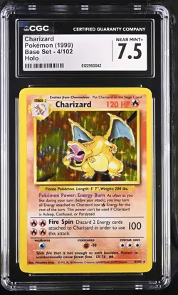 CGC 7.5 Charizard 1999 Base Set 4/102 Holo Pokemon Card - Image 1