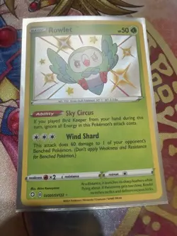 Rowlet - SV001/SV122 Pokemon Shining Fates SWSH NM Shiny Rare Card - Image 1