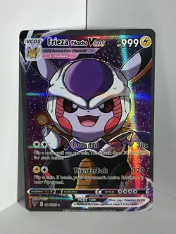 Pokemon TCG Frieza Pikachu VCOS Cosplay Custom Full Art Holographic Card - Image 1