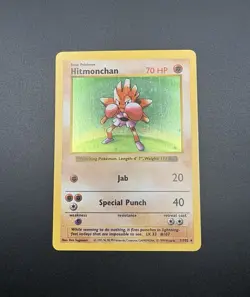 Pokemon TCG 1999 Hitmonchan Base Set Shadowless Holo Rare Card #7/102 - Image 3