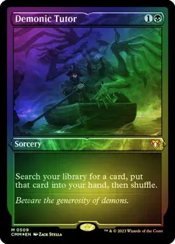 Demonic Tutor Etched Foil Commander Masters NM MTG - Image 1
