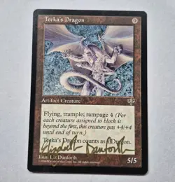 GOLD SIGNED UNPLAYED Teeka's Dragon MTG Mirage NM LIZ DANFORTH EDH CUBE VTG - Image 1