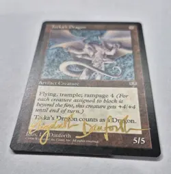 GOLD SIGNED UNPLAYED Teeka's Dragon MTG Mirage NM LIZ DANFORTH EDH CUBE VTG - Image 3