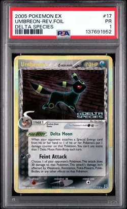 2005 POKEMON EX DELTA SPECIES #17 UMBREON-REVERSE FOIL PSA 1 - Image 1
