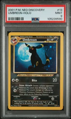 PSA 9 UMBREON #13 NEO DISCOVERY HOLO 2001 Pokemon TCG PSA 9 MINT - Image 1