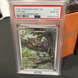 2025 POKEMON WHT EN-WHITE FLARE ILLUSTRATION RARE #137 LIEPARD PSA 10 - Image 1
