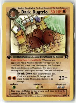 Dark Dugtrio ⭐ 23/82 Rare Team Rocket 2000 Pokemon 1st Edition NM/LP - Image 1