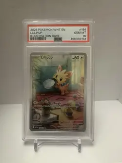 2025 POKEMON WHT EN-WHITE FLARE ILLUSTRATION RARE #154 LILLIPUP PSA 10 - Image 1