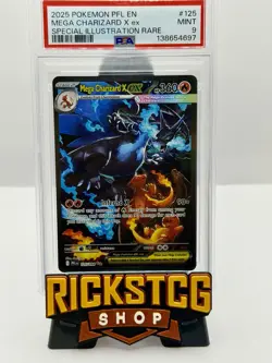 PSA 9 MINT Pokemon Mega Charizard X ex SIR 125/094 Phantasmal Flames English - Image 1