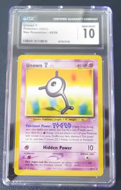 CGC UNOWN Y 40/64 1st Edition 2001 10 Gem Mint Neo Revelation Pokemon - Image 1