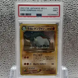 Pokemon PSA 9 Dark Donphan Japanese Neo 4 Holo Rare - Image 1