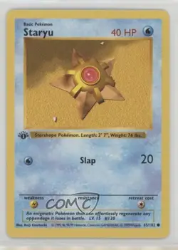 Staryu Shadowless 1st Ed. Pokemon Base Set #65 1999 - Image 1