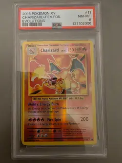Charizard – 2016 Pokemon XY Evolutions #11 Reverse Foil • Grade: PSA 8 (Near Min - Image 1