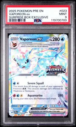 2025 POKEMON PRE EN-PRISMATIC EVOLUTIONS #023 VAPOREON EX PSA 9 - Image 1