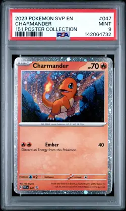 142064732 Charmander 2023 Pokemon Scarlet Violet 151 Promo - SVP EN #047 PSA 9 - Image 1
