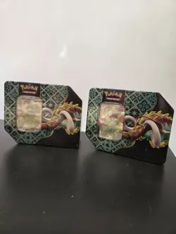 Pokemon Scarlet & Violet Paldean Fates Great Tusk EX Tin lot of 2 - Image 1