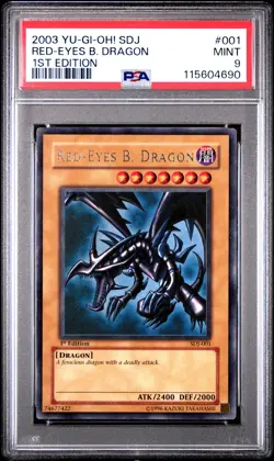 2003 YU-GI-OH! STARTER DECK: JOEY 1ST ED #001 RED-EYES B. DRAGON PSA 9 - Image 1
