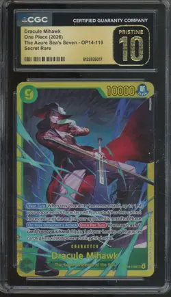 2026 One Piece Azure Sea's Seven Secret Rare Dracule Mihawk Pristine CGC 10 - Image 1