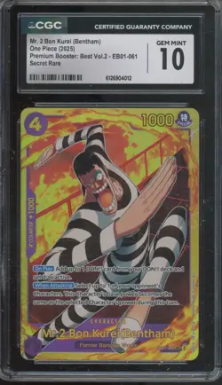 2025 One Piece Premium Booster Vol. 2 Mr 2 Bon Kurei Bentham Gem Mint CGC 10 - Image 1