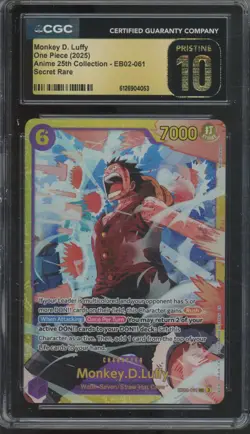 2025 One Piece Anime 25th Collection Secret Rare Monkey D. Luffy Pristine CGC 10 - Image 1