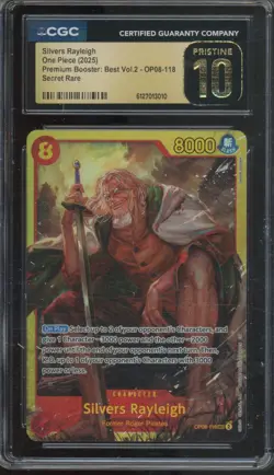 2025 One Piece Premium Booster Vol 2 Silvers Rayleigh Pristine CGC 10 - Image 1