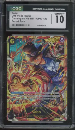 2025 One Piece Carrying On His Will Secret Rare Sabo Gem Mint CGC 10 - Image 1