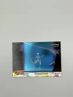Pokemon Topps Introductions #21 Silver Foil Mewtwo Strikes Back Movie Blue Logo - Image 1