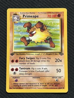 1999 Pokemon Primeape 1st Edition Jungle Set 43/64 Vintage WOTC - Image 1