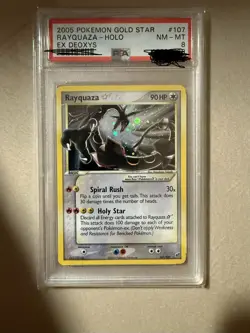 Pokemon Rayquaza Gold Star Holo 107/107 EX Deoxys 2005 PSA 8 - Image 1