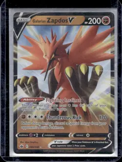 2021 Pokemon SWSH Chilling Reign Galarian Zapdos V #080/198 - Image 1