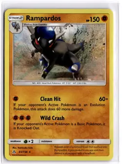 Pokemon TCG Rampardos 65/156 Sm-Ultra Prism Holo Rare - Image 1