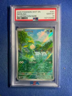 2025 POKEMON WHT EN-WHITE FLARE ILLUSTRATION RARE #091 DEERLING PSA 10 - Image 1