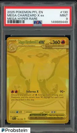 2025 Pokemon PFL EN Mega Hyper Rare #130 Mega Charizard X ex PSA 9 MINT - Image 1
