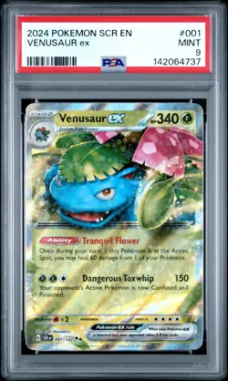 142064737 Venusaur ex 2024 Pokemon Stellar Crown #001 PSA 9 - Image 1