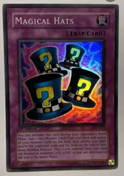 🔥 YUGIOH Magical Hats PSV-033 SUPER RARE 1ST EDITION HOLO ORIGINAL VINTAGE LP - Image 1