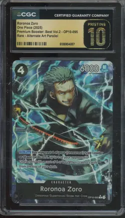2025 One Piece Premium Booster Vol 2 Rare Roronoa Zoro Pristine CGC 10 - Image 1