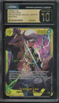 2025 One Piece Premium Booster Vol 2 Secret Rare Trafalgar Law Pristine CGC 10 - Image 1